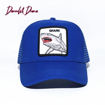 2020 zwierzę rekin kreskówka haft baseball siatka czapka dla mężczyzn wiosna lato tato kapelusz osłona przeciwsłoneczna regulowany rozmiar święto kierowca czapka