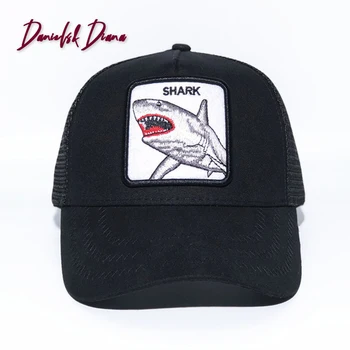 2020 zwierzę rekin kreskówka haft baseball siatka czapka dla mężczyzn wiosna lato tato kapelusz osłona przeciwsłoneczna regulowany rozmiar święto kierowca czapka
