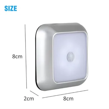 2021 Battery Powered 6 LED Square Motion Sensor Night Lights PIR Induction Under Cabinet Light Closet Lamp for Stairs Kitchen