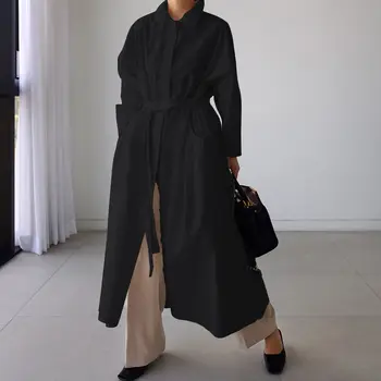 2021 jesień elegancki jednolity pas koszula Sukienka ZANZEA codzienna praca pr sukienkę kobiety płaszcz z długim rękawem Maxi Vestidos damski szlafrok