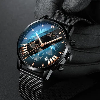 2021 męski zegarek z netto paskiem ze stali nierdzewnej, skórzany top luksusowej marki sportowy kalendarz zegarek kwarcowy mężczyźni Relogio Masculino