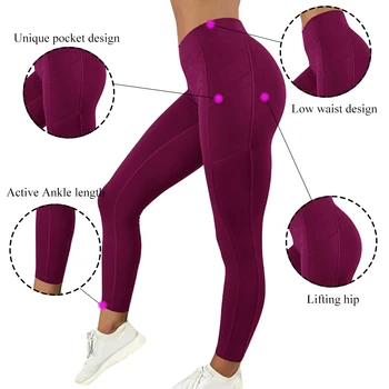 2021 Neue Sexy Fitness Women Gym Leggings Push Up High Waist Pocket Workout Slim Leggins Fashion Casual Mujer Ołówek Spodnie