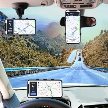 2021 nowy 360 stopni HUD deska rozdzielcza uchwyt samochodowy do telefonu telefony stoiska lusterko wsteczne osłona przeciwsłoneczna do samochodu GPS nawigacji uchwyt wsparcie