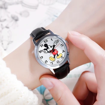 2021 Nowy Mickey Projektant Dla Dzieci Zegar Dzieci Skórzany Pasek Zegarek Kwarcowy Japonia Chłopiec Dziewczynka Prezent Na Urodziny Zegarek Młody Szczęśliwy Czas