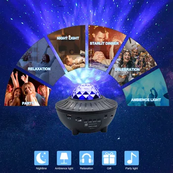 2021 Nowy Rok boże Narodzenie gwiaździste niebo Galaktyka projektor Bluetooth USB pilot zdalnego sterowania odtwarzacz muzyczny LED Night Light room lights decor