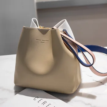 2021 nowy sztuczna skóra torby kobiety wiadro projektant torby na ramię odzież damska duża pojemność żółty Crossbody Messenger torby