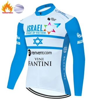 2021 pro team ISRAEL jazda na rowerze Jersey z długim rękawem zima termiczny polar rower ciepły Moutain maillot invierno rower Jersey