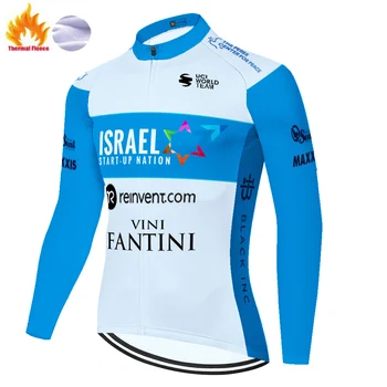 2021 pro team ISRAEL jazda na rowerze Jersey z długim rękawem zima termiczny polar rower ciepły Moutain maillot invierno rower Jersey