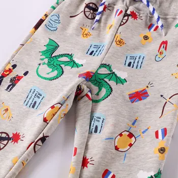 2021 Wiosna Jesień Nowy Baby Boys Kreskówka Druku Kurtki Sportowe Długie Spodnie Casual Czystej Bawełny, Elastyczny Pas Spodnie Dla Dzieci