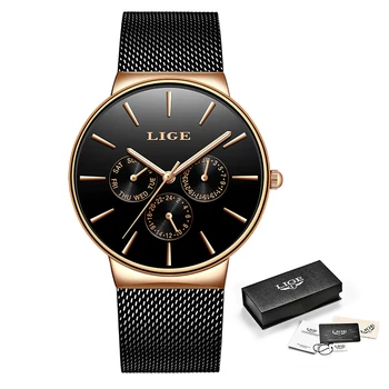2021 zegarki kobiety super cienka siatka ze stali nierdzewnej LIGE Top Brand luksusowe dorywczo zegarek kwarcowy zegarek damski Relogio Feminino