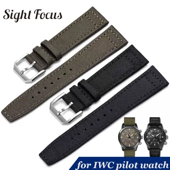 20mm 21mm 22mm nylon, płótno, tkanina, pasek do zegarków IWC Pilot Spitfire Timezone Top Gun pasek zielony czarny pasy zegarek pasy
