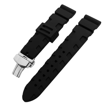 22 mm 24 mm guma silikonowa watchband dla kopalin watchband Mężczyźni Kobiety żywica pasek na nadgarstku pętla pasek bransoletka czarny + sprężynowy bar