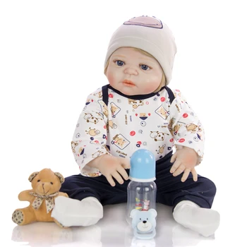 23 cale Reborn Baby Doll zabawki 57 cm pełna Silikon winylu realistyczne piękne dzieci lalka chłopiec dziecko prezent na urodziny bebe reborn