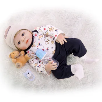 23 cale Reborn Baby Doll zabawki 57 cm pełna Silikon winylu realistyczne piękne dzieci lalka chłopiec dziecko prezent na urodziny bebe reborn