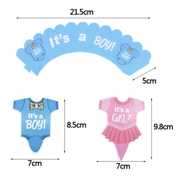 24шт It ' s a Boy/Girl Cake Topper Cupcake Wrapper Set Birthday Party Cake Decor Baby Shower Gender Reveal Party Supplies