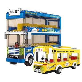 257PCS City Classic Bus Building Block Sets Double Decker Bus Sightseeing Vehice Bricks Educational DIY Toy Children Gift