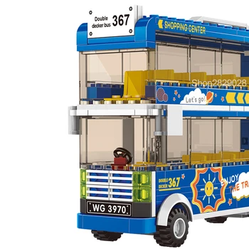 257PCS City Classic Bus Building Block Sets Double Decker Bus Sightseeing Vehice Bricks Educational DIY Toy Children Gift