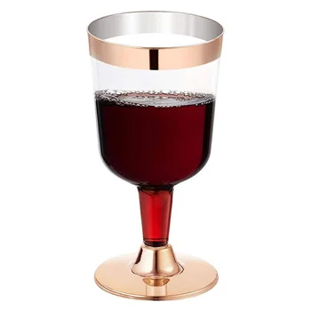 25szt 6 uncji różowe złoto kieliszek do wina jednorazowe бронзирующий Puchar plastikowy filtr powietrza Puchar poprawiny naczynia lody, koktajl Puchar zestaw