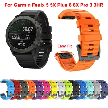 26 22 mm pasek do zegarka Garmin Fenix 6 6X Pro 5 5X Plus 3H pasek silikonowy Fenix 6X Fenix 5 Watch Quick Release Easyfit zegarek pasy