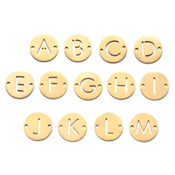 26 szt./lot stal nierdzewna do 12 mm kolor złoty alfabet formularz A-Z DIY inicjały zawieszenia złącza dwa otwory do produkcji biżuterii