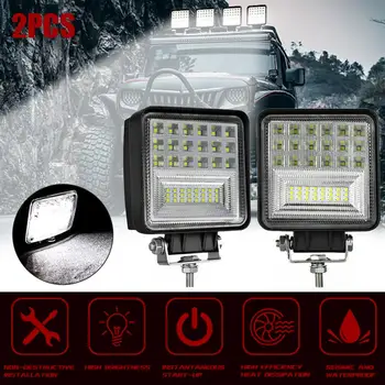2pcs/1pc 4 inch 126W Offroad Car 4WD Tractor Truck Boat Trailer SUV 4x4 ATV 2800LM 12V 24V Spot LED work Light Pure White 6000K