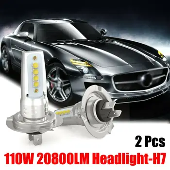 2PCS H7 LED Far Conversion Set Cob Bulb 110W /10000LM White Low light bulbs 6000K Super Bright