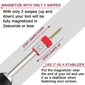 2szt Magnetyzer śruba pierścień 1/4 cala Magnetyzer bitów uchwyt metalowy wymienny bit Magnetyzer pierścień do wkrętaka
