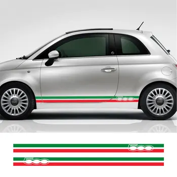 2szt włoska flaga samochodowa drzwi boczne paski spódnica naklejki graficzne naklejki do Fiata 500 Abarth Auto winylowe naklejki pvc akcesoria samochodowe