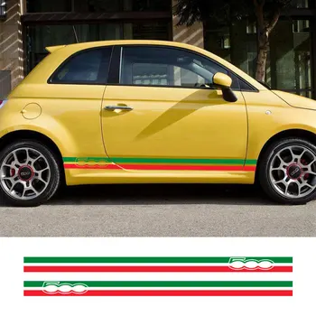 2szt włoska flaga samochodowa drzwi boczne paski spódnica naklejki graficzne naklejki do Fiata 500 Abarth Auto winylowe naklejki pvc akcesoria samochodowe