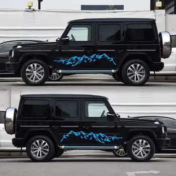 2x stylizacja samochodu boczne naklejki nadwozia naklejka Górska rama DIY dekoracji uniwersalny do samochodu Motorhome RV Caravan