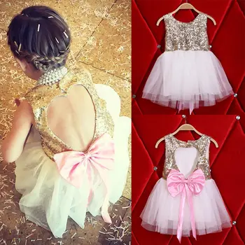 3-10Y dzieci dziewczynka sukienka odzież wieczorowa mini bal formalne miłość oparcia Księżniczka łuk oparcia sukienka dziewczyny