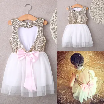 3-10Y dzieci dziewczynka sukienka odzież wieczorowa mini bal formalne miłość oparcia Księżniczka łuk oparcia sukienka dziewczyny