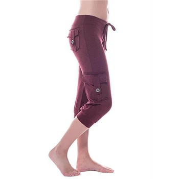 3/4 spodnie jogi kobiety łydki spodnie capri spodnie sportowe legginsy kobiety fitness, joga, siłownia Wysoka talia legginsy czarny