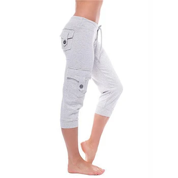 3/4 spodnie jogi kobiety łydki spodnie capri spodnie sportowe legginsy kobiety fitness, joga, siłownia Wysoka talia legginsy czarny