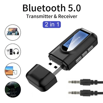 3.5 mm Aux bezprzewodowy wyświetlacz LCD USB adapter Home for PC TV słuchawki głośnik samochodowy 2 w 1 5.0 Bluetooth audio nadajnik odbiornik