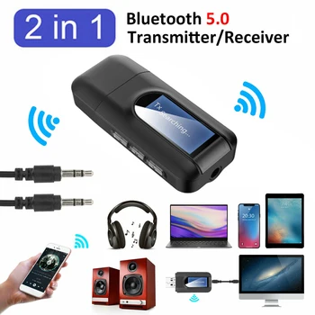 3.5 mm Aux bezprzewodowy wyświetlacz LCD USB adapter Home for PC TV słuchawki głośnik samochodowy 2 w 1 5.0 Bluetooth audio nadajnik odbiornik