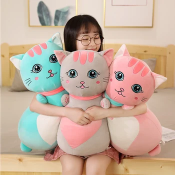 3 kolory anime Kawaii kot miękka poduszka ładny nadziewane kreskówka zwierząt zabawki lalka piękny kotek pluszowe zabawki dla dzieci, dziewczyn prezent na Urodziny