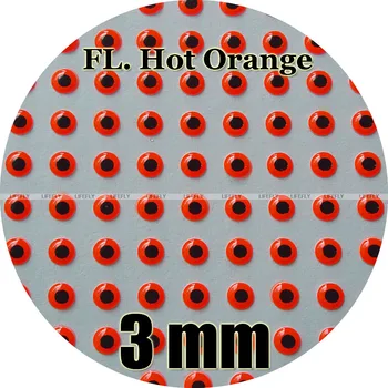 3 mm 3D FL. Gorący pomarańczowy / sprzedaż Hurtowa 900 miękkie formowane 3D holograficzne rybich oczu, wiązanie muchy, jig, wykonanie przynęty
