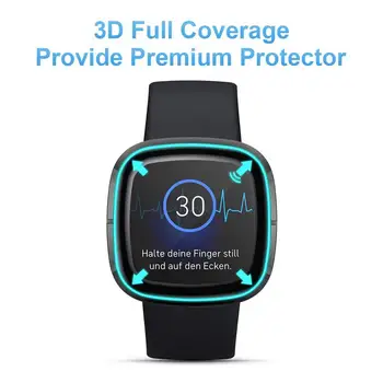 3 szt 3D zakrzywione ostrze pełne pokrycie miękka folia ochronna pokrywa ochrona dla Fitbit Sense/Versa 3 Watch Screen Protector Case