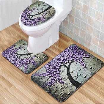 3 szt./kpl. dywanik do łazienki 3D Kwiat drukuj antypoślizgowy dywanik do łazienki dywaniki deska sedesowa pokrywa zbiornika dywan świąteczne dekoracje dla domu