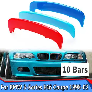 3 szt./kpl. Naklejki 3D ABS M kolor kratka grill pokrywa klip wykończenie Dla BMW 3 Series E46 coupe 2 drzwi 1998 1999 2000 2001 2002
