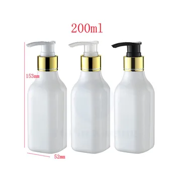 30*200 ml balsam pompa butelka pusty kwadrat plastikowy pojemnik kosmetyczny Biały wielokrotnego użytku makijaż olejek szampon aluminiowy pierścień