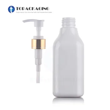 30*200 ml balsam pompa butelka pusty kwadrat plastikowy pojemnik kosmetyczny Biały wielokrotnego użytku makijaż olejek szampon aluminiowy pierścień