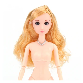 30 cm złoto-brązowe włosy kręcone nude lalka z głową 4D oczy wspólne ruchome kobiet lalka DIY zabawki prezent na Urodziny dla amerykańskiej dziewczyny