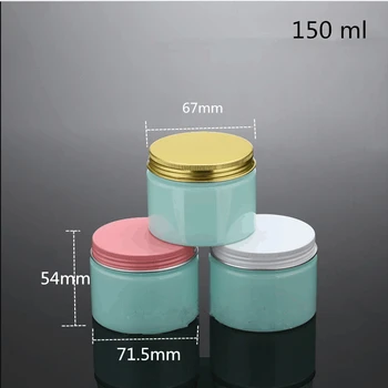 30 szt. Darmowa wysyłka 100 150 200 g puste niebieskie butelki plastikowe Jar Tank Pot Gold Pink white Aluminum Cap pojemników kosmetycznych