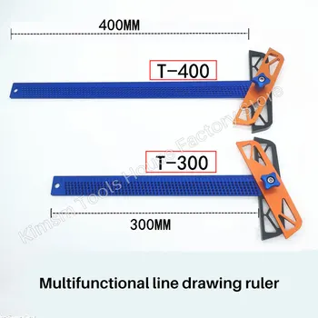 300/400 mm liniowy rysunek linia otwór linia do obróbki drewna regulowany kąt T linijka aluminiowa stop zróżnicowany маркировочный Kaliber Scriber