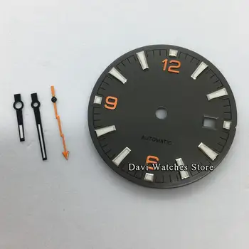 31 mm, sterylne szary tarcza zegara + strzałki godzin nadają się Miyota 8205,8215,821 A DG2813 3804 mechanizm części do zegarków