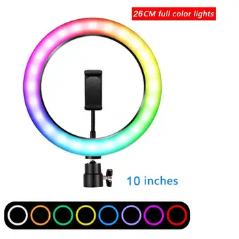 33 cm RGB Ściemniania led selfie pierścień światła pełny kolor 10 13 cali telefon, aparat foto video makijaż lampy