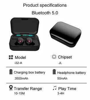 3500 mah słuchawki bezprzewodowe TWS słuchawki Bluetooth CVC8.0 redukcja szumów 9D HIFI stereo słuchawki wyświetlacz led zestaw słuchawkowy z mikrofonem