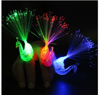 36 szt./lot LED Peacock Finger Ring Beams Party Nightclub Gadget Glow Laser Light Torch Fun Event & Party Supplies peacock design